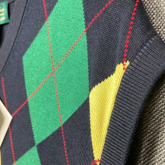 NWT Brooks Brothers Argyle Silk/Cotton Blend Vest St. Andrews Links Navy Size XL - Picture 14 of 17